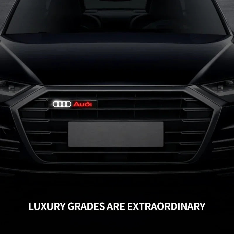 Front Grille Decoration Badge Car Head Grill Emblem LED Light Audi Sline A6 Q3 A3 B5 B6 B7 B8 B9 Q7 8P 8V 8L A5 A4 C6 Car sticke