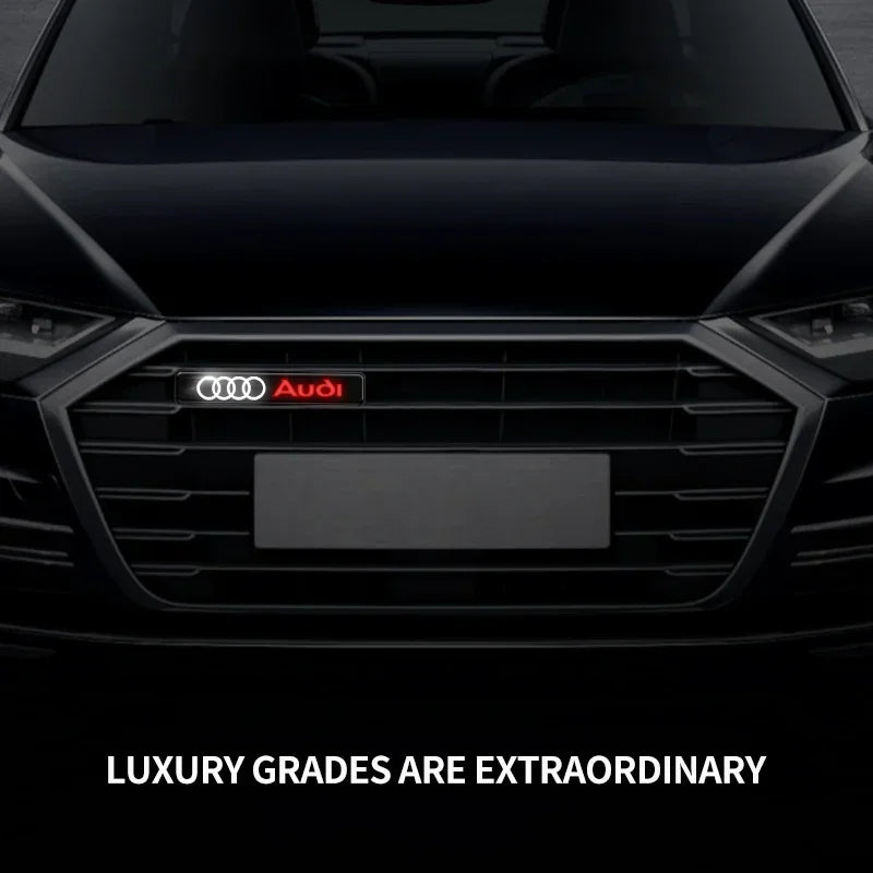 Front Grille Decoration Badge Car Head Grill Emblem LED Light Audi Sline A6 Q3 A3 B5 B6 B7 B8 B9 Q7 8P 8V 8L A5 A4 C6 Car sticke
