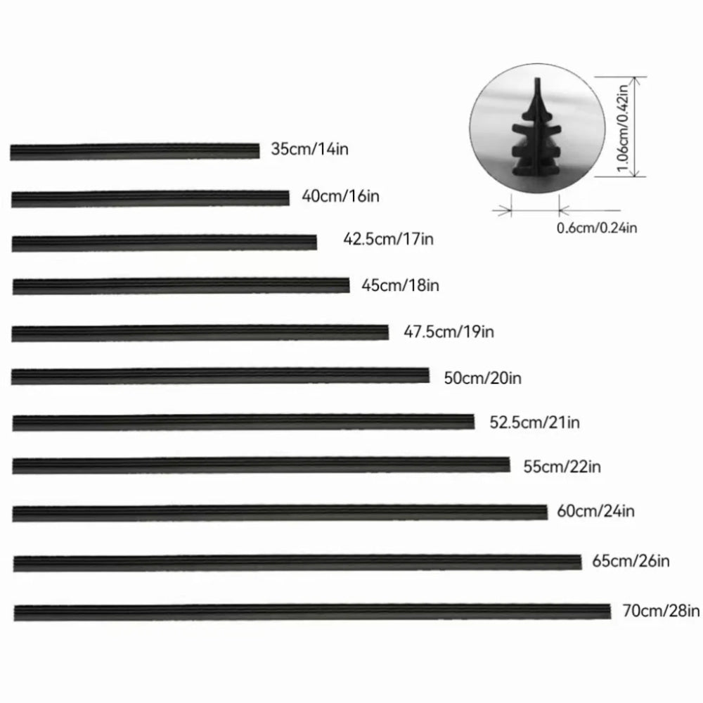 14" - 28" Car Wiper Blade Windscreen Wipers Insert Natural Rubber Strip 6mm Windscreen FR Wipe Car Accessories