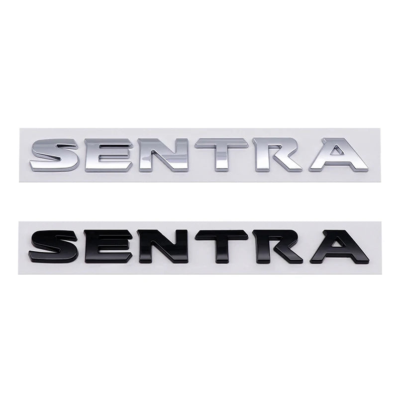 ABS Silver Black SENTRA Logo 3D Car Emblem Tailgate Badge Side Door Decal Body Sticker Accessories