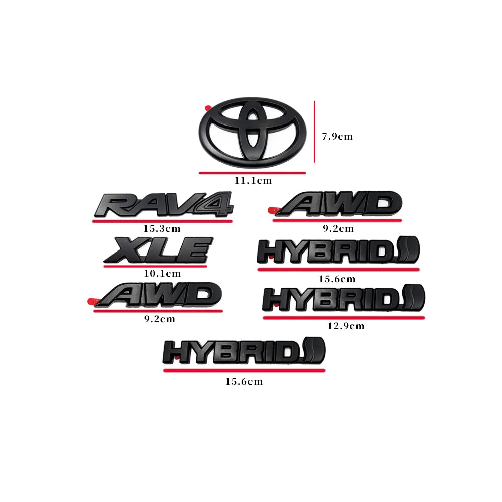8 piezas de cubiertas ABS para RAV4, compatibles con Toyota RAV4 XLE AWD 2019-2023, en negro mate mixto, con emblema superpuesto