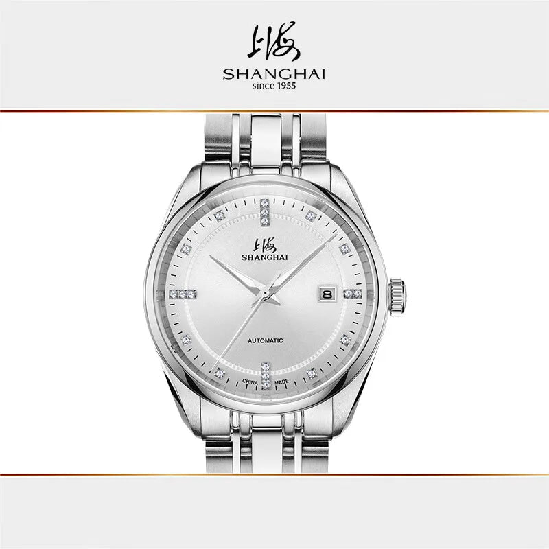 Shanghai Watch Calendar Mechanical Men's Watches 40mm Automatic Watches 316L Stainless Steel 50M Waterproof reloj hombre SH3007