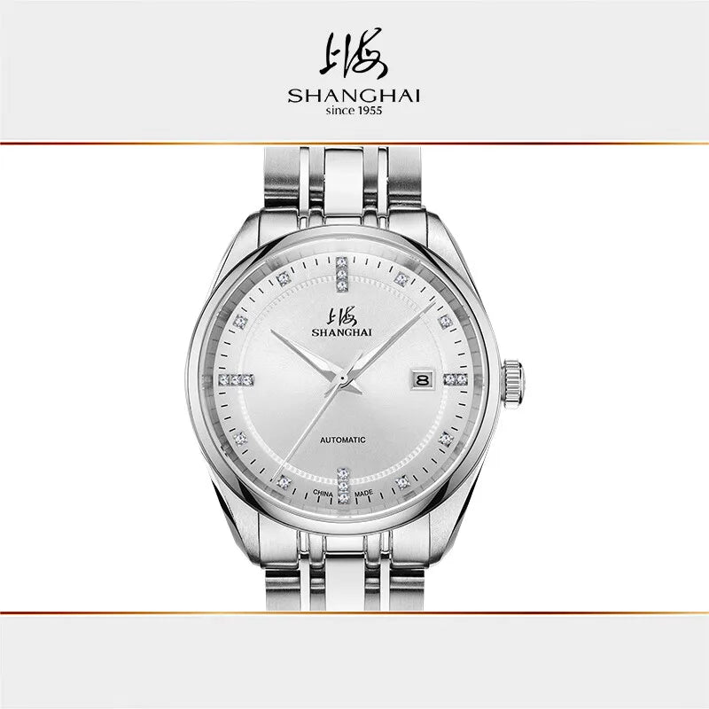 Shanghai Watch Calendar Mechanical Men's Watches 40mm Automatic Watches 316L Stainless Steel 50M Waterproof reloj hombre SH3007