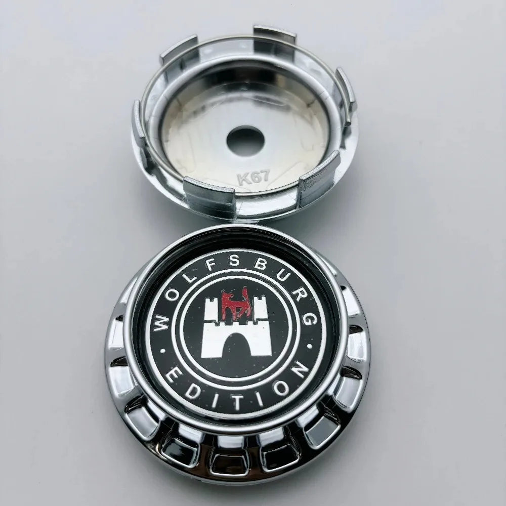 4pcs 67mm ( Clips 62mm ) Car Wheel Center Caps Wheel Hubcaps Rim Hub Dust Cover With Wolfsburg Logo Emblem Badge Car Accessories