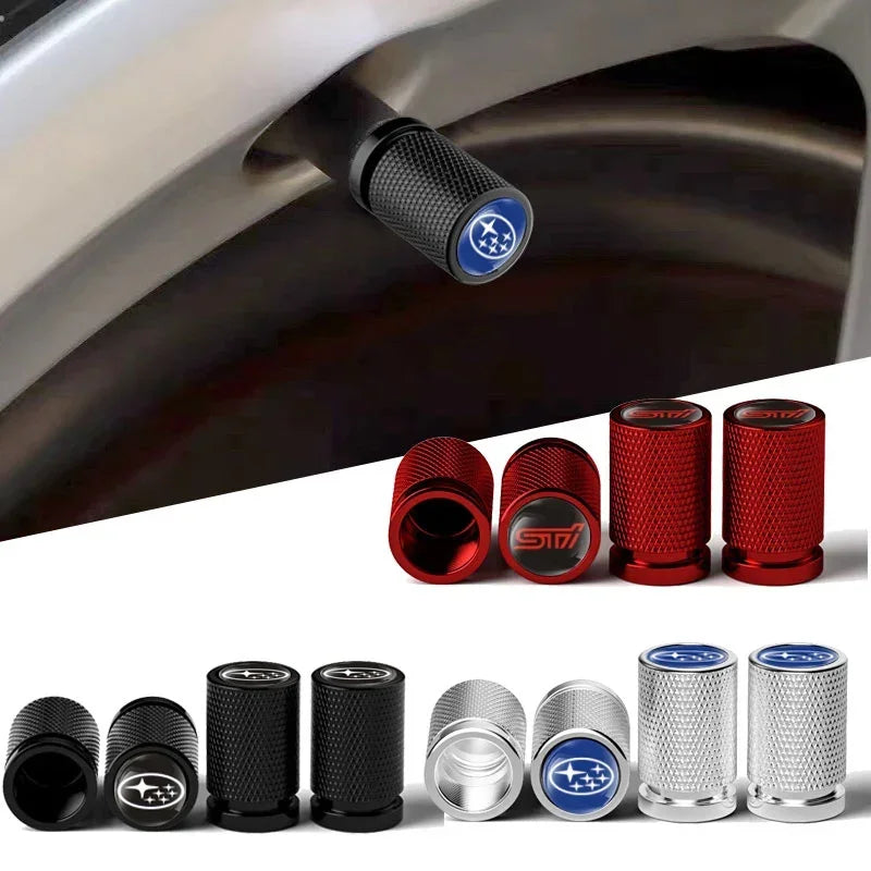4PCS Car Tire Valve Caps Wheel Stem Protection Air Covers For Subaru STI XV WRC WRX BRZ FORESTER IMPREZA LEGACY OUTBACK TRIBECA