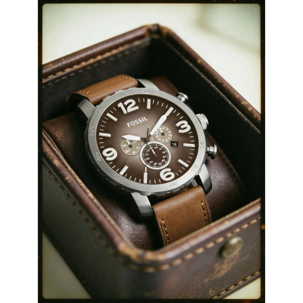 Fossil Oversized Chronograph Men Watch Smoke Stainless Steel Quartz Male Wristwatches Fashion Big Dial Clock JR1424 Reloj Hombre