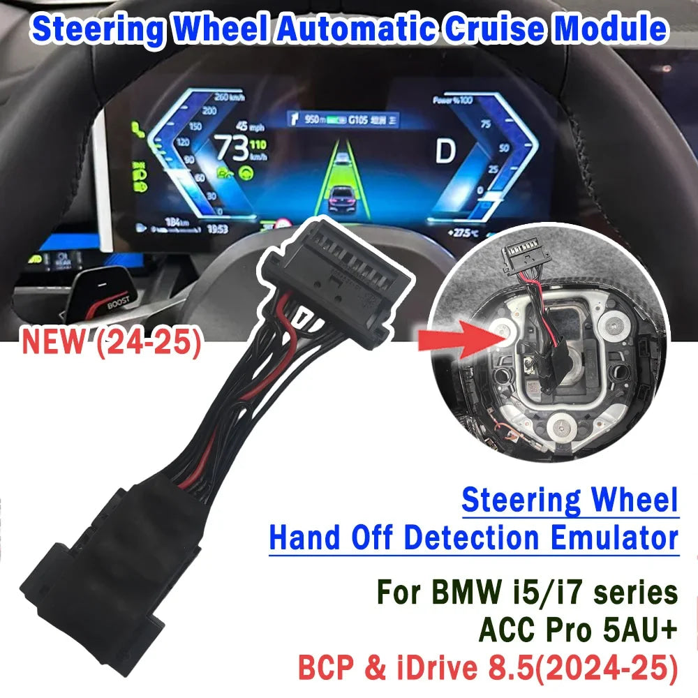 Steering Wheel Hand Off Detection Emulator For BMW U11 G60 G70 I5 I7 G48 2024- TJA Touch free ACC PRO Automatic Cruise Module