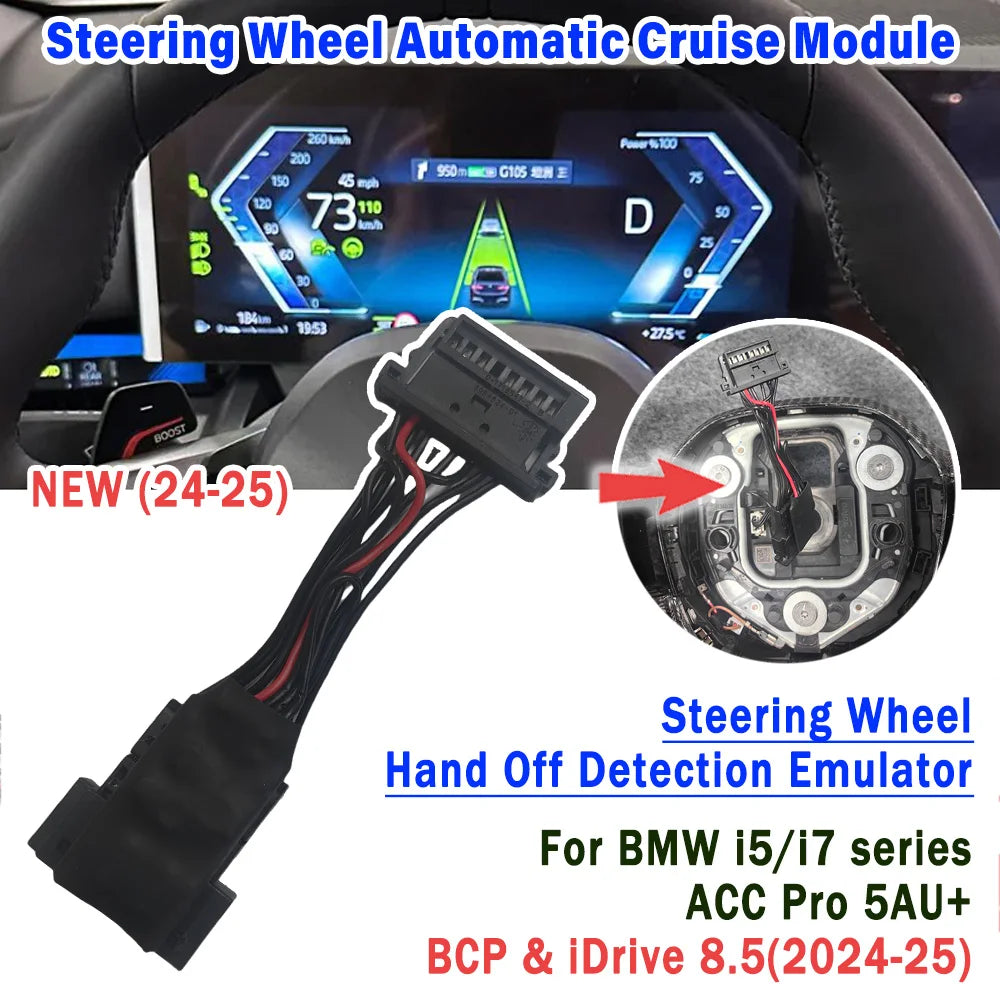 Steering Wheel Hand Off Detection Emulator For BMW U11 G60 G70 I5 I7 G48 2024- TJA Touch free ACC PRO Automatic Cruise Module