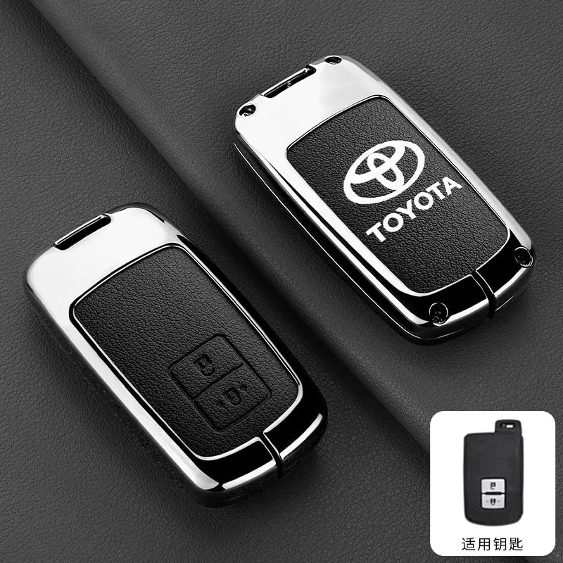 Leather Car Key Case Cover Protective Shell For Toyota Auris Camry RAV4 Avalon Yaris Verso 2012 2013 2014 2015 2016 2017 2018