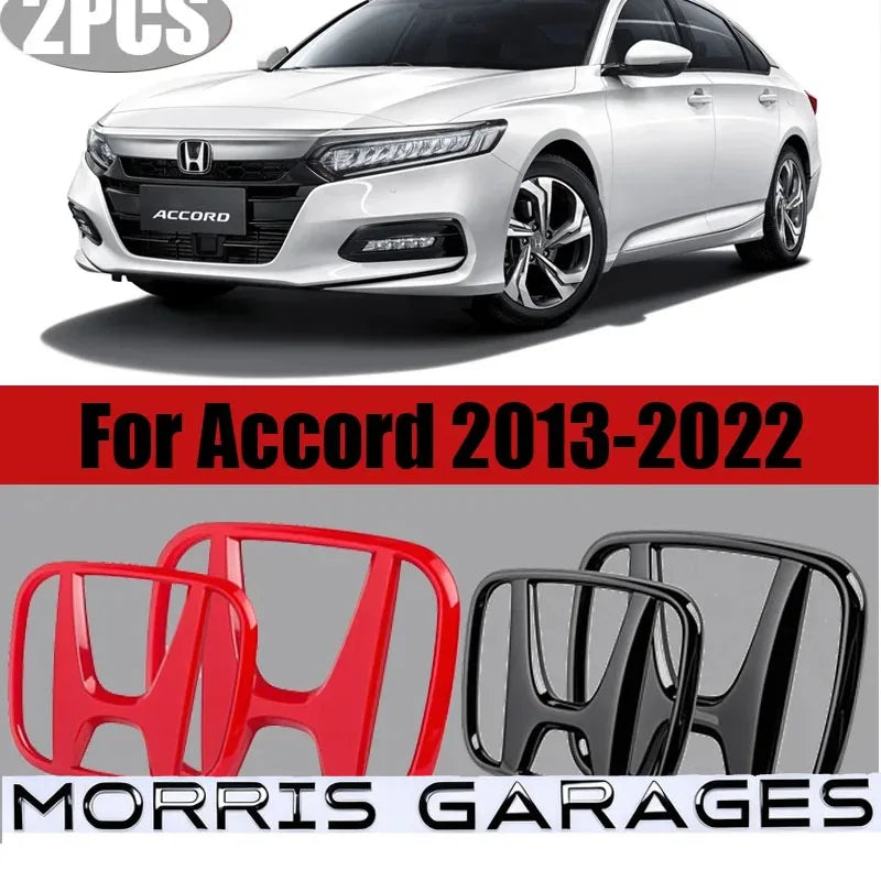 For Honda Accord 2014-2022 8th 9th 9.5th 10th Generation 2PCS 3D Emblems Car Grille Logo Rear Trunk Cover Sticker Accessories