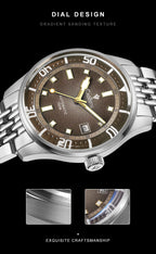 CADISEN Automatic Mechanical Watch Man Silver Business Casual Waterproof Watch Japan MIYOTA 8215 Movement Luminous Men's Watch