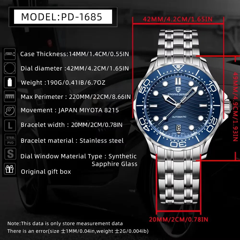 2026 New PAGANI DESIGN Men's Mechanical Watches Top Luxury Automatic Watch For Men AR Sapphire Luminous Waterproof ceramic Bezel