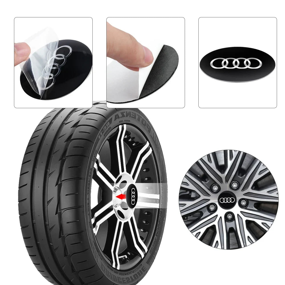 56/60/65MM Car Wheel Hub Caps Auto Emblem Tyre Center Covers Accessories For Audi A1 A2 A3 A4 A5 A6 A7 A8 Quyttro Sline RS Q2 Q3