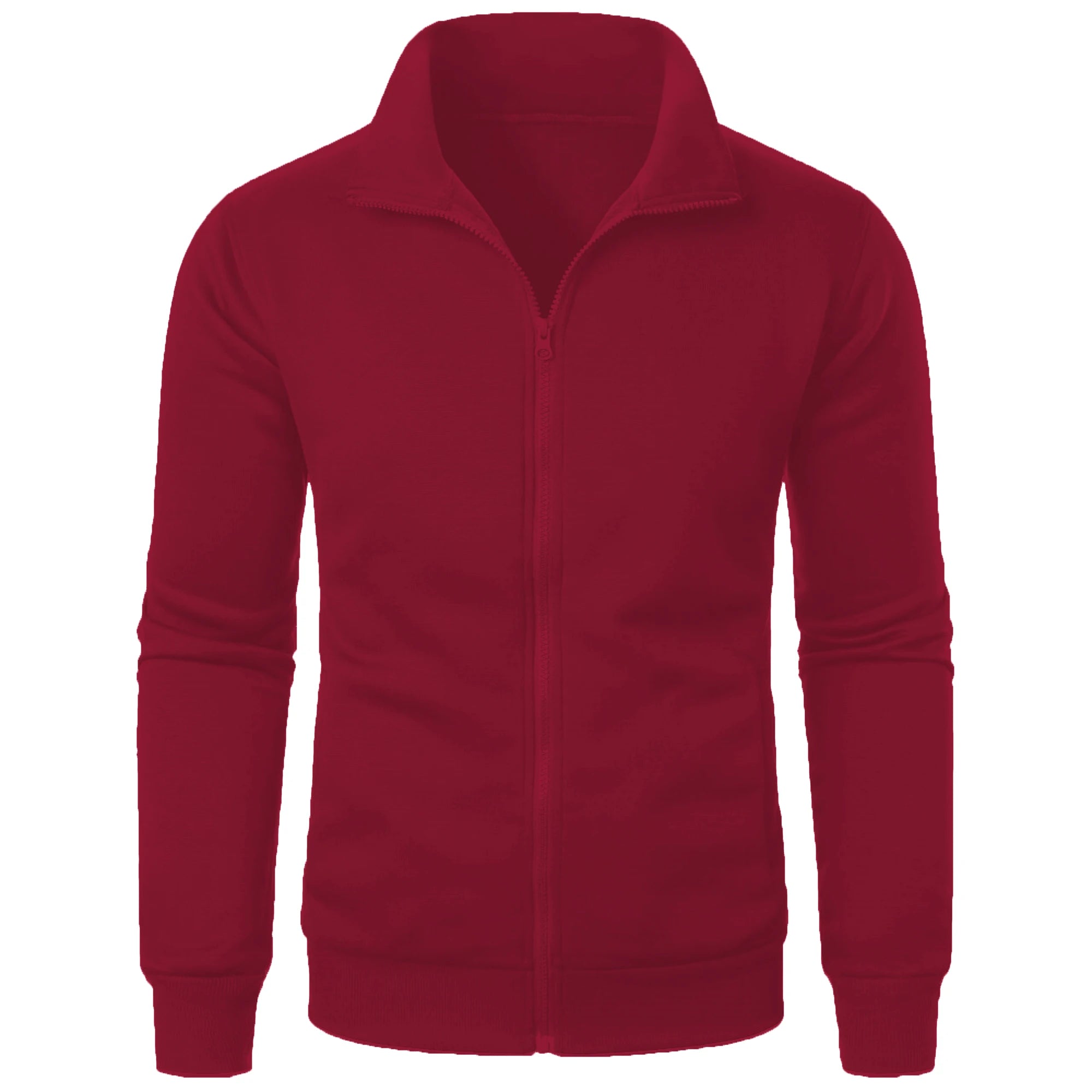 Chaqueta deportiva informal con cuello levantado y cremallera para hombre, top de color sólido para hombre