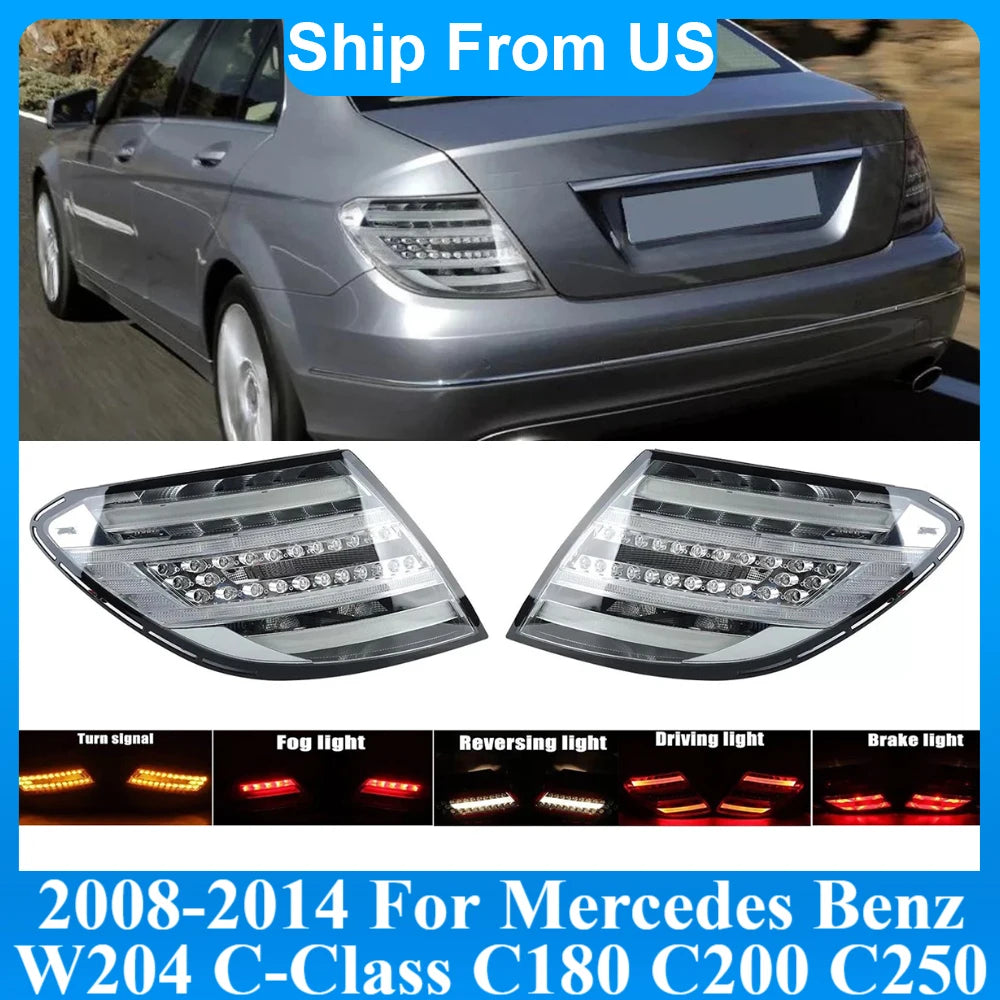 LED Taillights For Mercedes-Benz W204 C-Class 2008-2014 C180 C200 C250 C300 C350 C63 Rear Brake Turn Signal LED Tail Lamps
