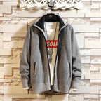 Autumn and Winter New Fleece Thicken Large Size Casual Loose Sweater Men's Jacket Stand-up Collar Cardigans