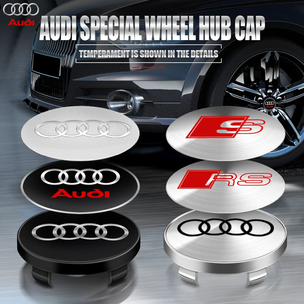 4pcs 56/65mm Car Wheel Center Hub Stickers 60/68mm Wheel Center Hub Caps Cover For AUDI A3 A4 A1 Q3 Q4 Q5 Q6 Q7 Q8 TT RS Sline