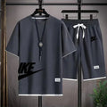 Fashionable, casual and trendy men's sportswear set, short-sleeved T-shirt and outdoor summer sports shorts set, new size M-3XL