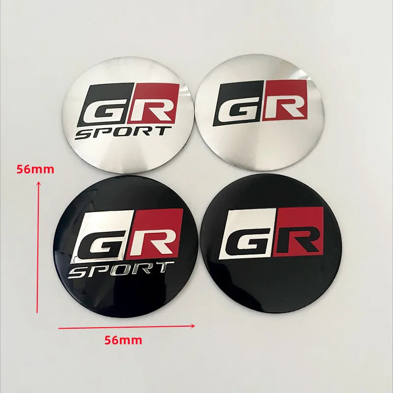 4Pcs 56mm GR Sport Logo Car Wheel Center Hub Caps Stickers Rim Decal For Toyota Corolla 86 Supra CHR Yaris Camry Prius Rav4 Auto