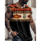 Summer New Men's Vest T Shirt Patterned Tribal Round Neck Clothing Daily Fitness Sports Vintage Sleeveless Printed Ethnic Tops