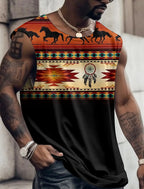 Summer New Men's Vest T Shirt Patterned Tribal Round Neck Clothing Daily Fitness Sports Vintage Sleeveless Printed Ethnic Tops