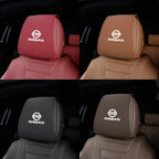 Leather Car Headrest Cover Front Rear Seat Pillow Protective Set For Nissan Sylphy N7 Teana Qashqai Note J10 J11 Navara Juke GTR