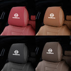 Leather Car Headrest Cover Front Rear Seat Pillow Protective Set For Nissan Sylphy N7 Teana Qashqai Note J10 J11 Navara Juke GTR