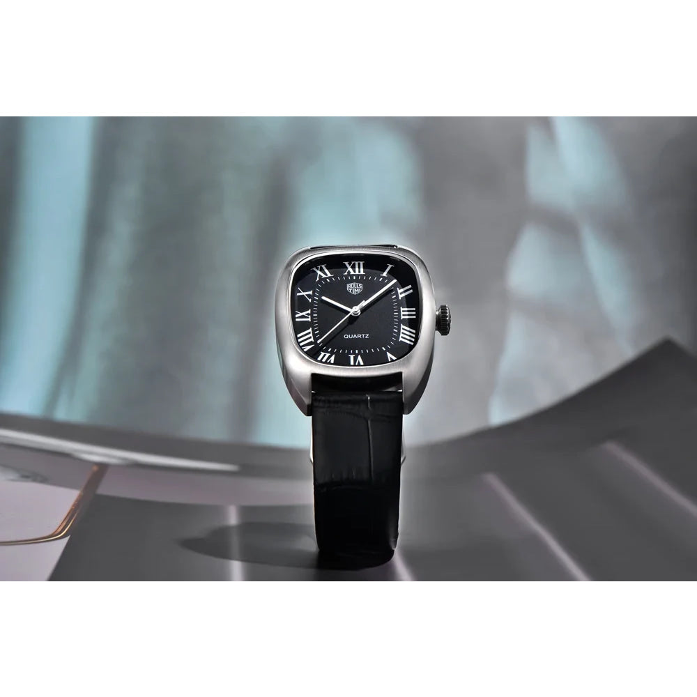 RollsTimi 2026 New Men's Watches Top Brand Luxury Oval Quartz Watch For Men Fashion Watch Man Waterproof VH31 Clock Gift Leathe