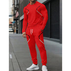 The new men's round-neck sweatshirt set for Spring and Autumn 2025 features street fashion and comfort with 3D pattern printing
