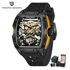PAGANI DESIGN-reloj mecánico automático para hombre, barril de vino, tienda, estilo Venom, resistente al agua, lente de zafiro de goma, hueco