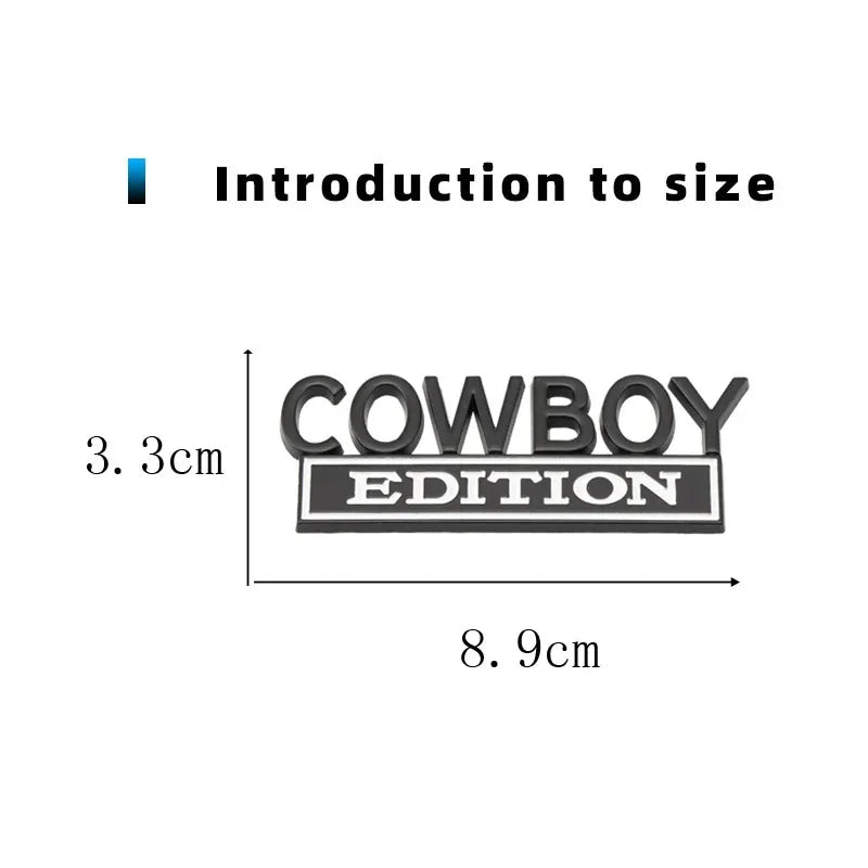 COWBOY EDITION COOL Car 3D Metal Front Hood Grille Emblem Badge Decal Sticker Auto Pickup Tail Trunk Body Styling Accessories