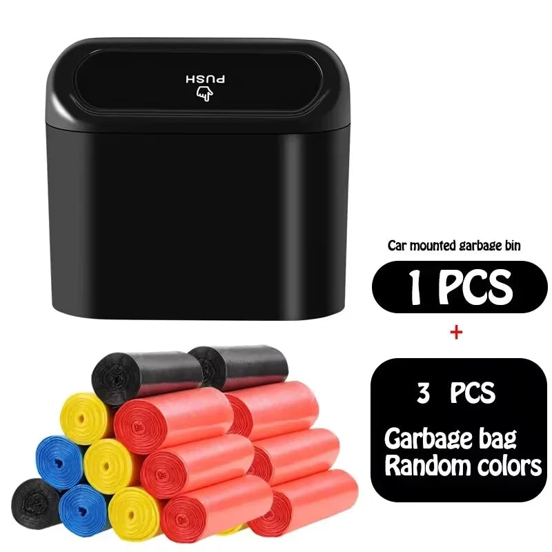 Universal Organizer Car Clamshell Trash Bin Hanging Vehicle Garbage Dust Case Storage Box Black ABS Square Pressing Trash Can 6P