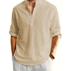 Camisa de lino de manga larga de moda casual para hombres Ropa de hombre transpirable cómoda y elegante