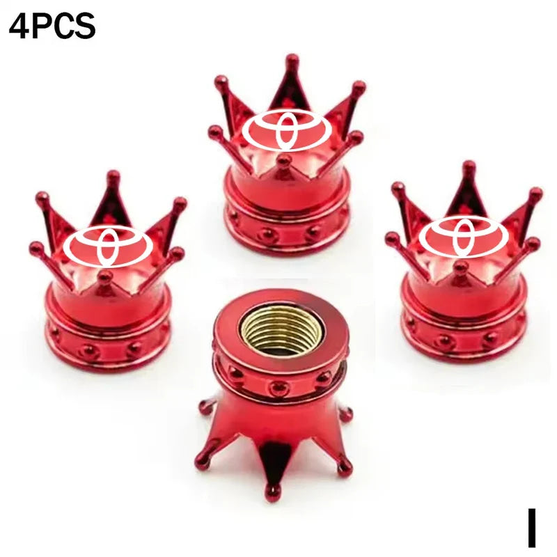 4PCS Crown Style Tire Valve Stem Caps, Air Caps Cover, Aluminum Alloy Dustproof And Waterproof Valve Caps Cover For All Toyota