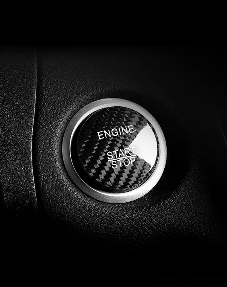 BETTERHUMZ Carbon Fiber For Mercedes Benz W204 W205 W212 C E Class Car Engine Start Stop Button Trim Ring Sticker Accessories