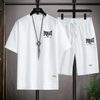 2026 Men's summer suit high quality round neck men's T-shirt 2 pieces shorts running quick dry leisure quick dry.