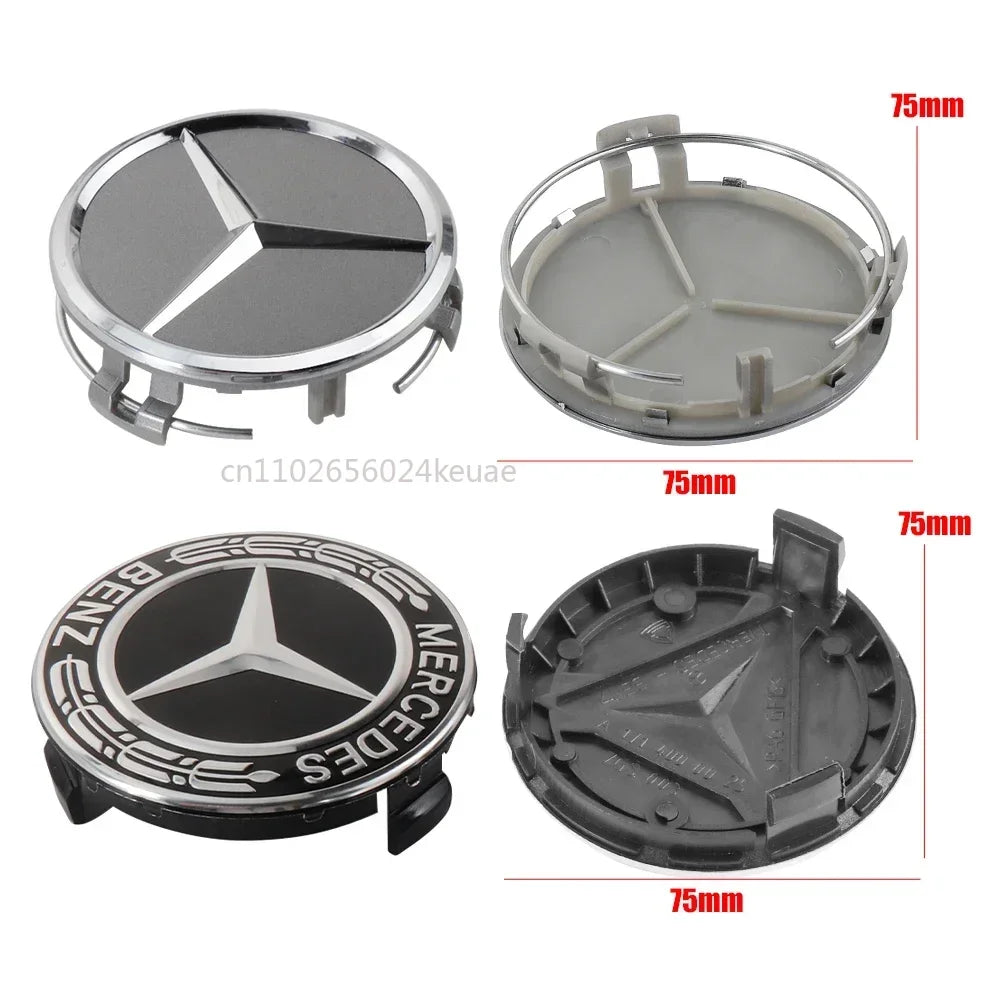 4PCS 75MM Car Wheel Center Hub Caps Tire Rim Covers Auto Accessories For Mercedes Benz CLA A180 W108 AMG CLK W201 W212 W213 W220