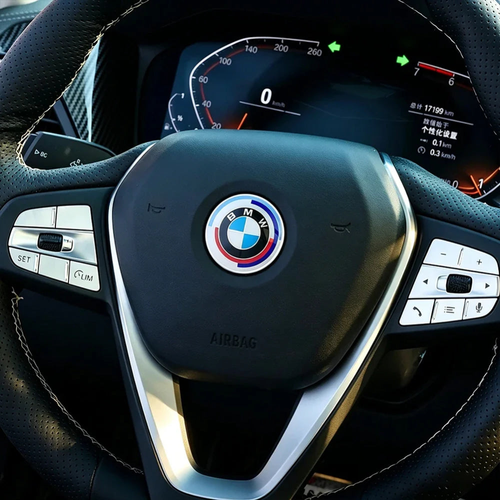 Auto Steering Wheel Center Aluminum Alloy Badge Logo Sticker Accessories For BMW G80 G06 G07 G42 G14 G15 G16 F82 F20 F21 F83 M2