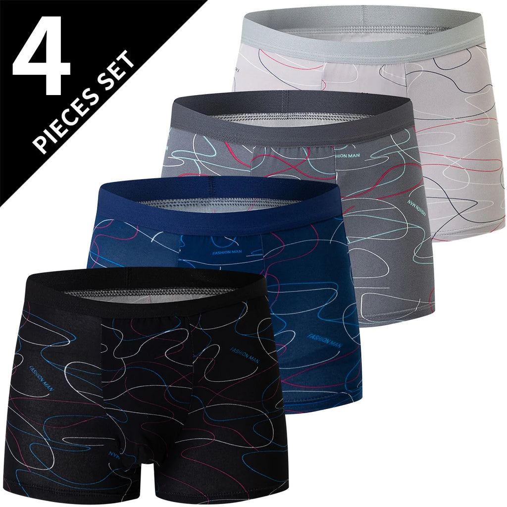 4/5 Uds. Pantalones cortos estampados de talla europea y americana a la moda para hombre, ropa interior cómoda de talla grande para hombre, bañador Sexy