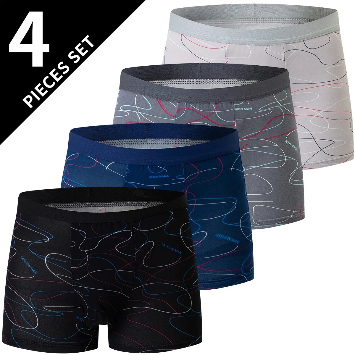 4/5 Uds. Pantalones cortos estampados de talla europea y americana a la moda para hombre, ropa interior cómoda de talla grande para hombre, bañador Sexy
