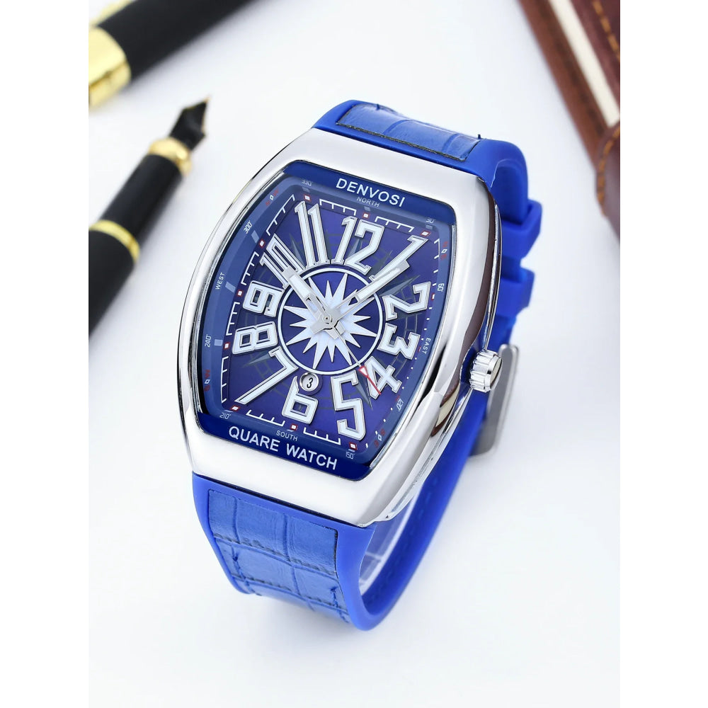 DENVOSI Men's Barrel shaped Watch, Luxury Fluorescent Silicone Strap, Men's Fashion, Leisure, Sports Quartz Watch