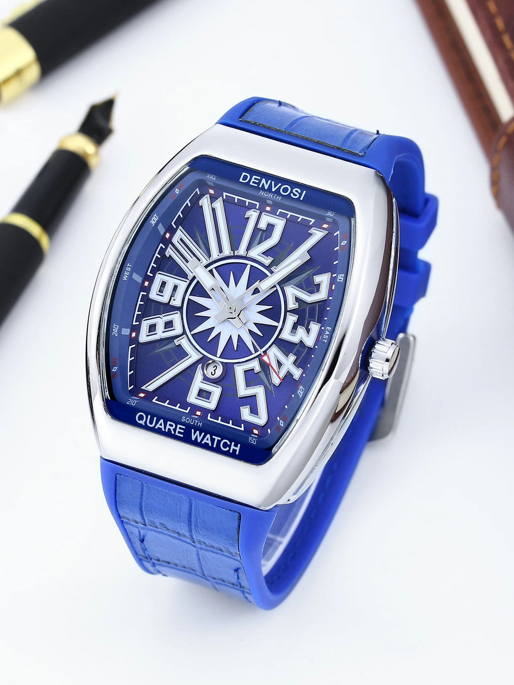 DENVOSI Men's Barrel shaped Watch, Luxury Fluorescent Silicone Strap, Men's Fashion, Leisure, Sports Quartz Watch