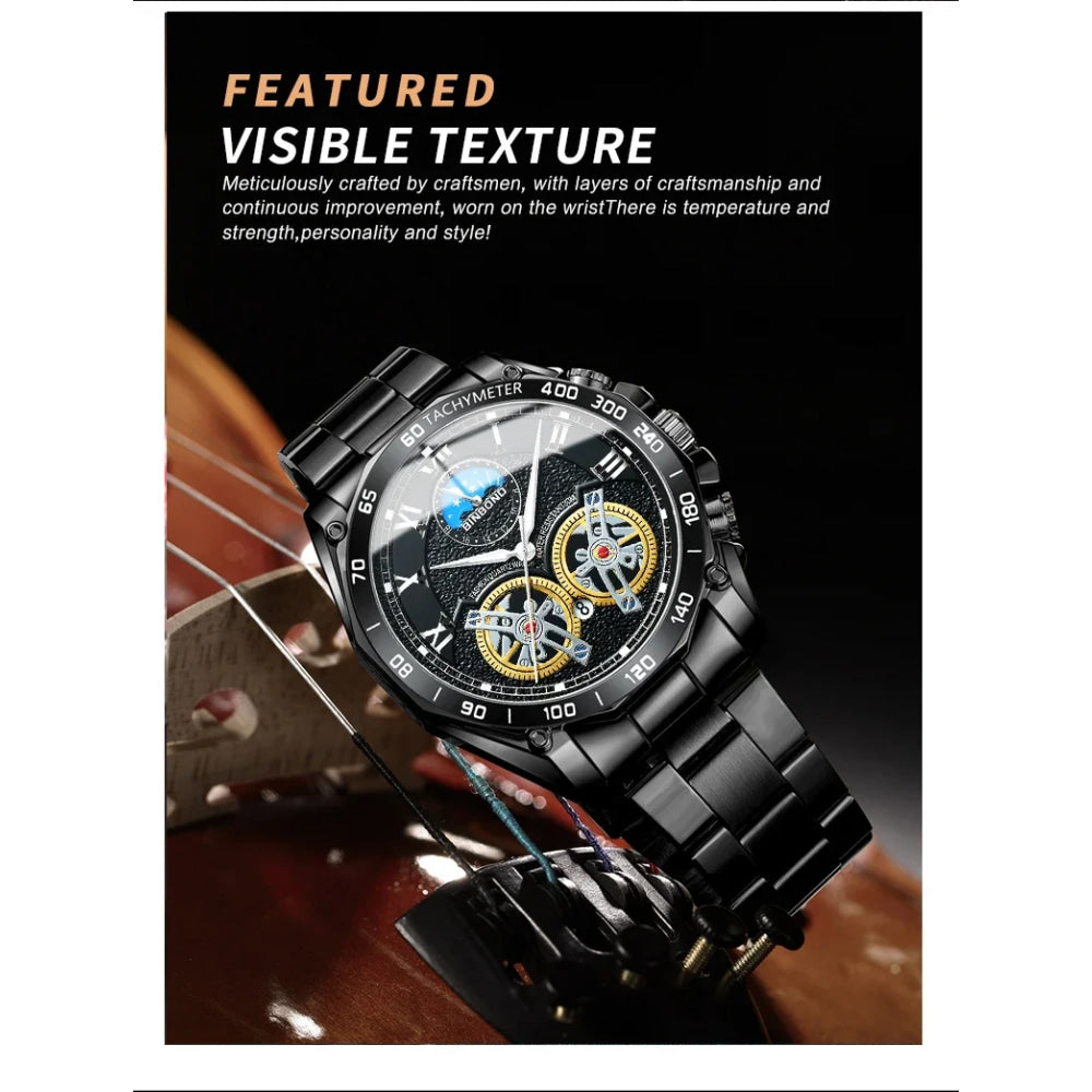 BINBOND Luxury Men Quartz Watches Fashion Concept Decorative Dial Casual Military Sports Wristwatch Waterproof Men's Clock