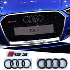 Modified Sticker for Audi RS3 2016 2017 2018 2019 2020 Sline Emblem ABS Glossy Black Silver Car Front Grille Rear Trunk Badge