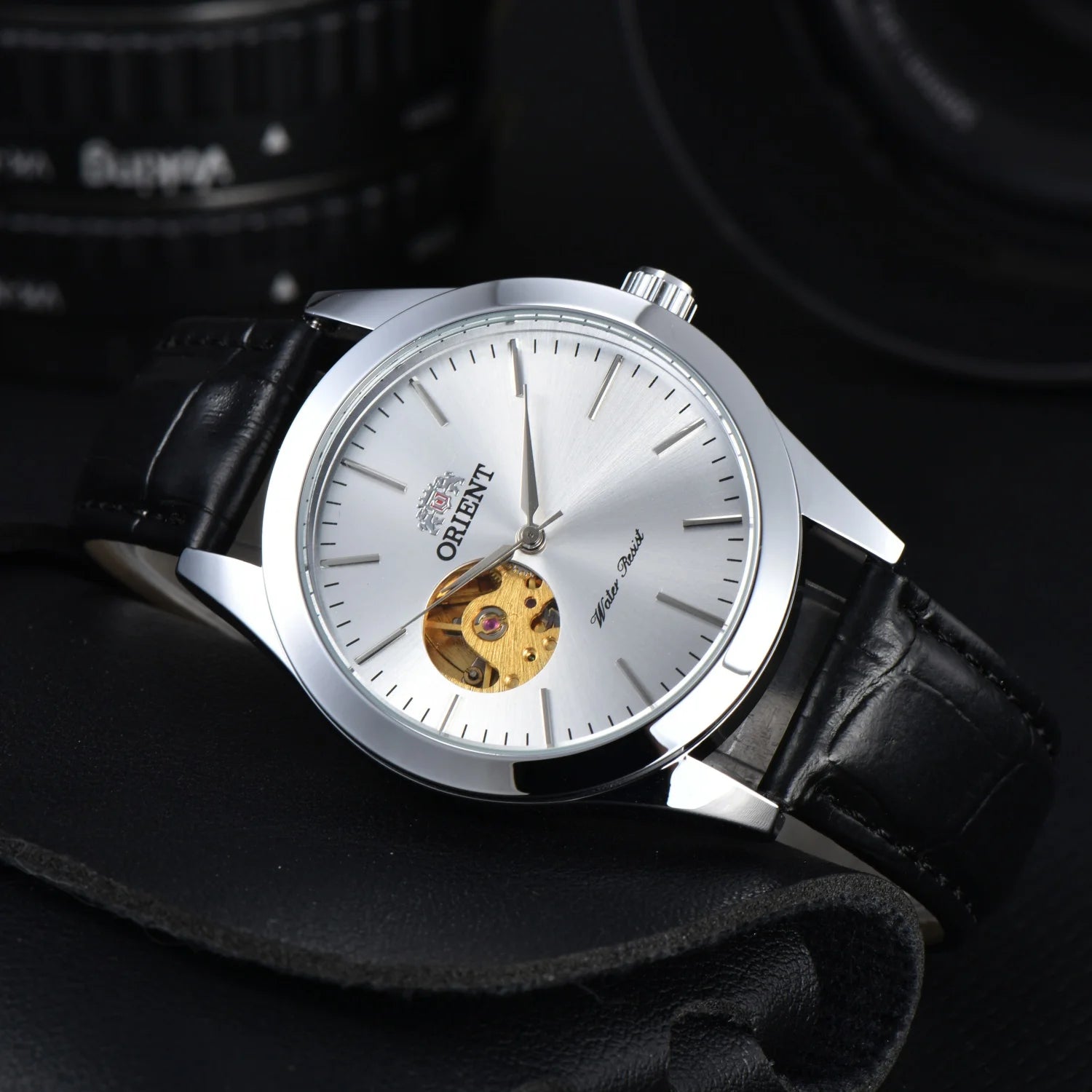 Orient Watch  Double Lion Japanese Fully Automatic Mechanical Watch Hollowed Out Business Men's Watch Stainless Steel Strip