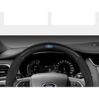 For Ford Mondeo Focus Raptor Puma Edge Explorer Ecosport Ranger F150 Kuga Car Suede Carbon fiber Anti-slip Steering Wheel Cover