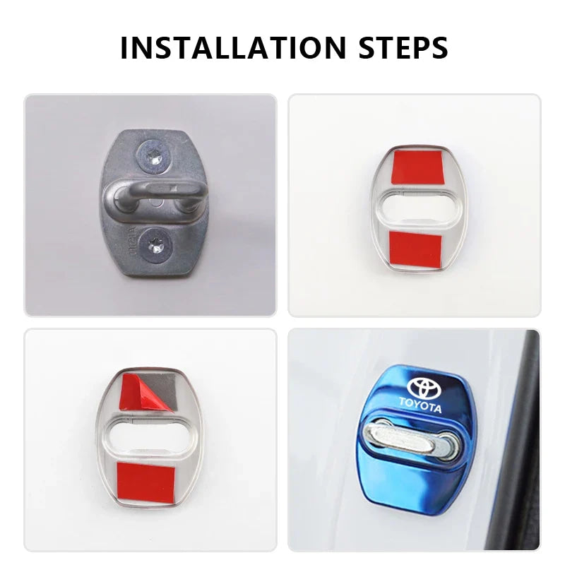 4PCS Car Door Lock Cover Stainless Steel Protection Accessories For Toyota Hilux Scion CHR Rav4 Tacoma Raize Fortuner Prado Voxy