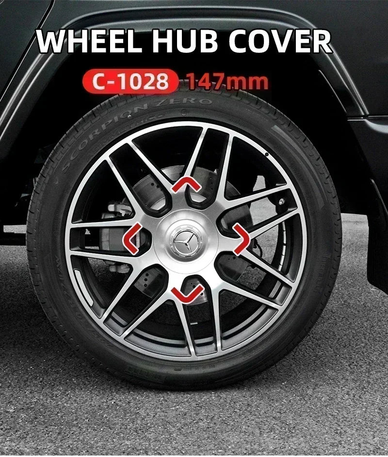 4PCS 147mm C-1028 17028 Car Styling Wheel Center Cap Hub Covers Badge Car Accessories For Mercedes Benz AMG G350 G500 G63 G65