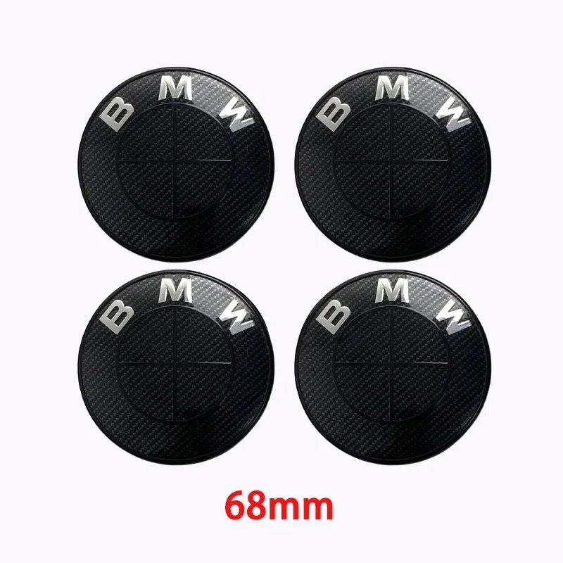 45/74/82mm Hood/Trunk Emblems + 68mm Wheel Hub Covers - Compatible with BMW 3/4/5 Series & X5/X6 (F Series) - Black/White