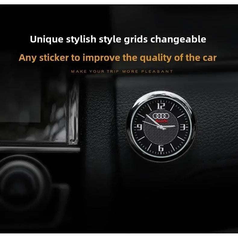 1pc Car Mini Clock Quartz Clock  Night For Audi  Sline A3 A4 A5 A6 A6L A7 A8 Q3 Q5 Q7 S3 S4 S5 RS3 Sticker